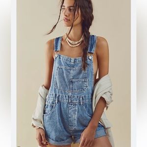 Free People Ziggy Shortalls in Powder blue
